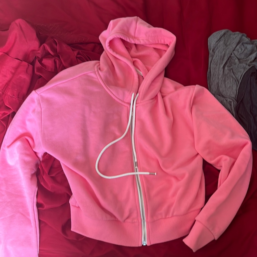Pink forever 21 zip up hoodie S